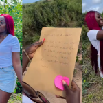 Nigerian man raises the bar as he gifts his girlfriend a plot of land for her birthday (VIDEO)