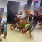 Nigerian man rides a bicycle with children, shows off paternal love (VIDEO)