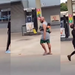 "Husband material" – Man spotted joyfully strolling with a child on his back in Onitsha (WATCH)