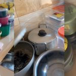 "Na only spoon wey this girl no fill up" – Female resident utilizes every container for water storage amidst 1-week black0ut (WATCH)