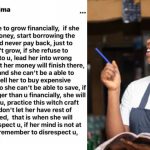 "If your wife is making money, borrow from her or do everything to make sure she does not grow" – Facebook Alpha male