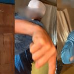 Landlord angr!ly brəaks tenant's door after she refused to sweep the compound (WATCH)