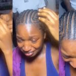 Lady brɘaks down in tɘars while braiding natural hair with extensions (WATCH)