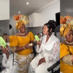"Fruit of the womb" – Bride consumes 4 eggs for fertility blessing on wedding day (VIDEO)