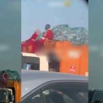A motorist is stúnned after spotting men in Santa Claus costumes sitting a on waste truck in Lagos (WATCH)