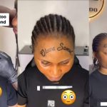Boyfriend permanently tattoos his name on girlfriend's face