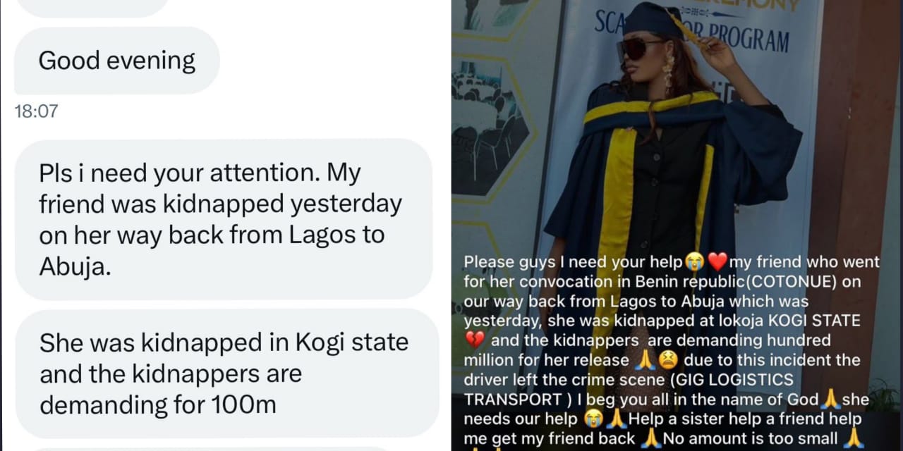 Nigerian lady kidnapped after convocation in Benin Republic