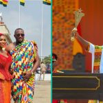 John Dumelo, Wife Slay in Vibrant Kente Outfit at President John Mahama of Ghana’s Inauguration